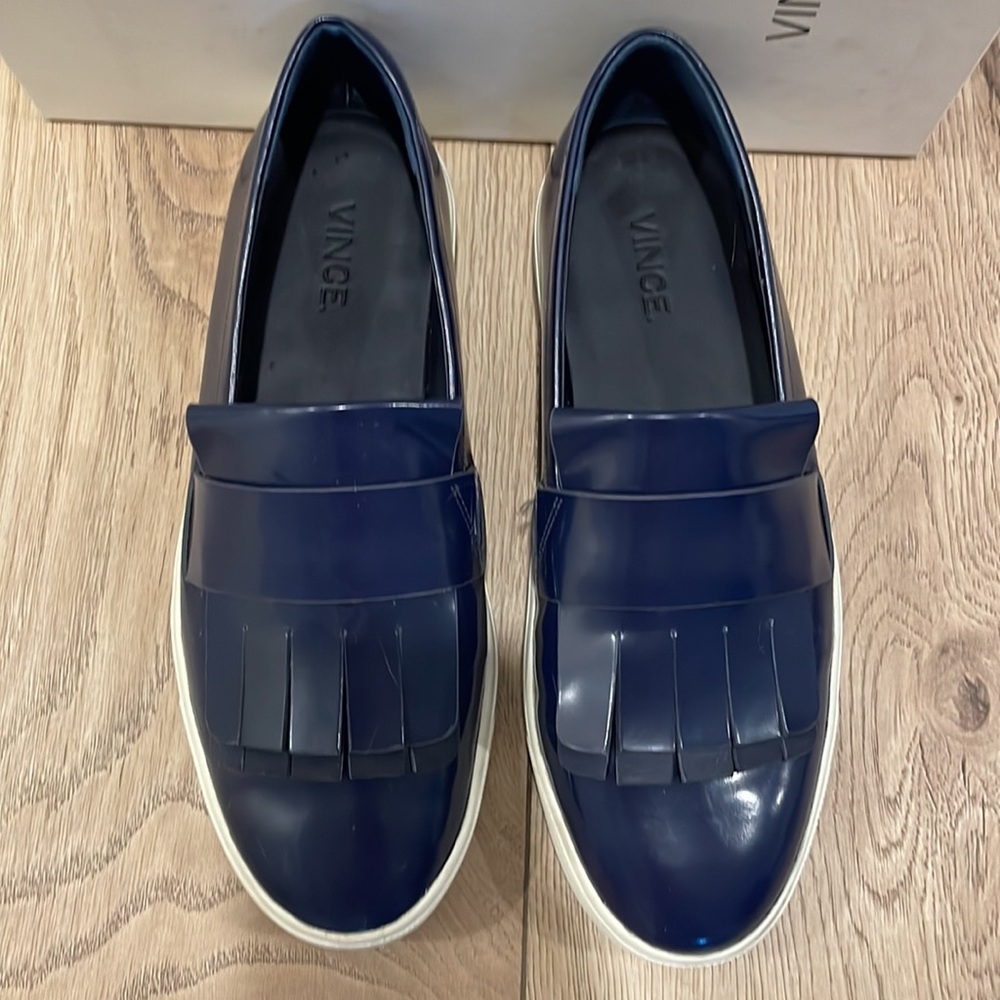 Vince Patent Leather Loafers Navy